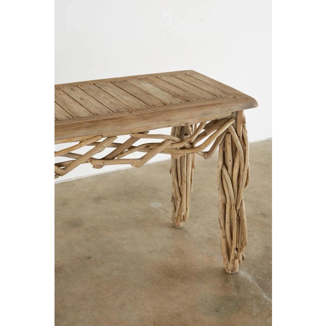 Late 20th Century Organic Modern Teak Driftwood Console Sofa Table For Sale - Image 5 of 13