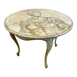 Mid Century Modern Hand Painted Italian Center Table, Fornasetti Style