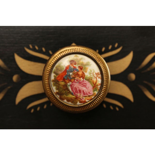 Hitchcock Style Ebonized and Stenciled One-Drawer Vanity or Writing Desk by Very Best For Sale - Image 12 of 12