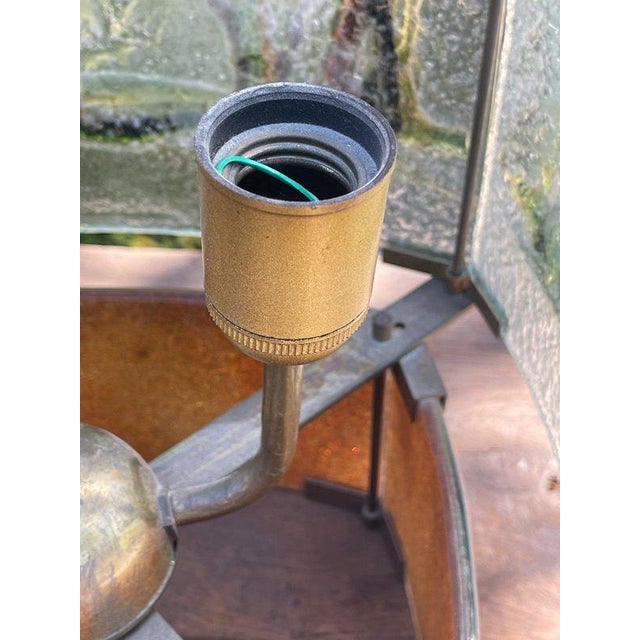 Green and Brown Pressed Molded Glass Lamp, 1970s For Sale - Image 11 of 13