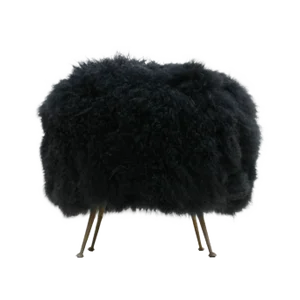 Mid-Century Italian Goat Fur Footstool
