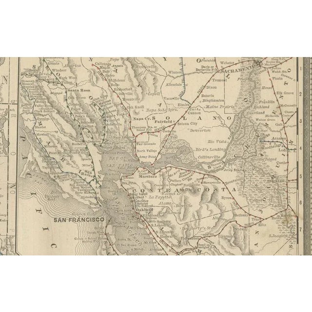 California Map of The Golden States Railroads and Cities and Counties, 1888 For Sale - Image 9 of 10