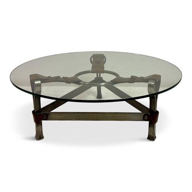 Wrought Iron and Leather Coffee Table by Jean-Pierre Ryckaert, 1960s For Sale - Image 11 of 11