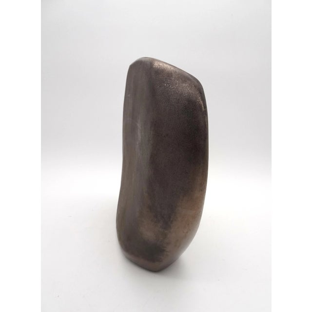 Mid-Century Modern Free-Form Antracite Glazed Ceramic Vase by Max Idlas, 1970s For Sale - Image 3 of 16