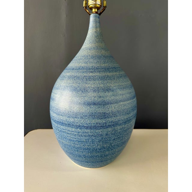 1970s Design Technics Teardrop Shaped Table Lamp With a Glaze of Blues & Gray, Unmarked For Sale In Philadelphia - Image 6 of 8