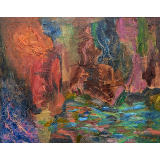 Highly textured abstract composition by Rose Herzog (American, mid-20th Century). This piece includes the use of tissue...