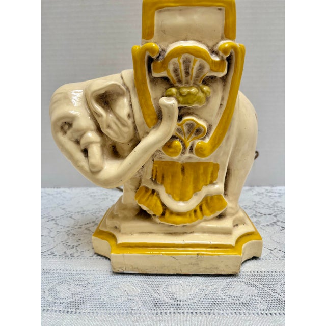 Textile Vintage 1970s Hollywood Regency Romanesque Originals Elephant Obelisk Table Lamp For Sale - Image 7 of 10