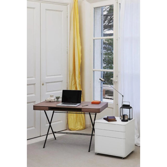 Tan Cosimo Desk with Walnut Veneer Top & Dark Brown Frame by Marco Zanuso Jr. for Adentro, 2017 For Sale - Image 8 of 11