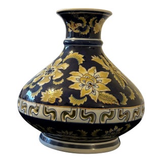 Asian Hand-Painted Vase For Sale