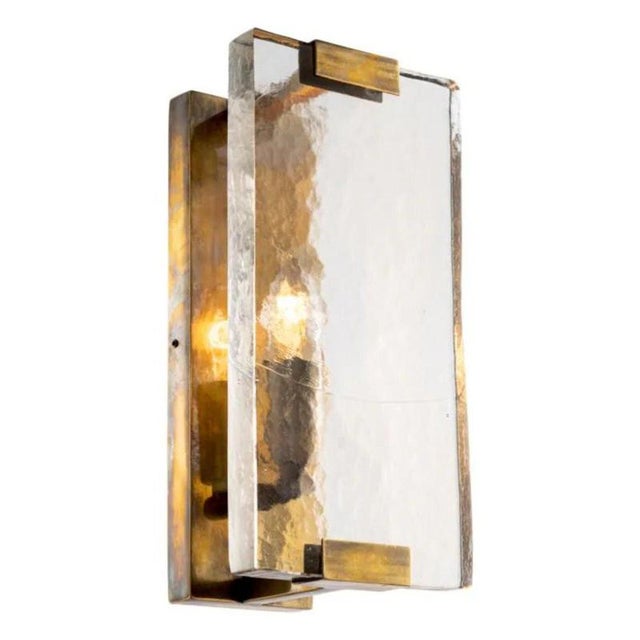 Wall Lamps in Vintage Brass and Handblown Glass, Set of 2 For Sale - Image 4 of 8