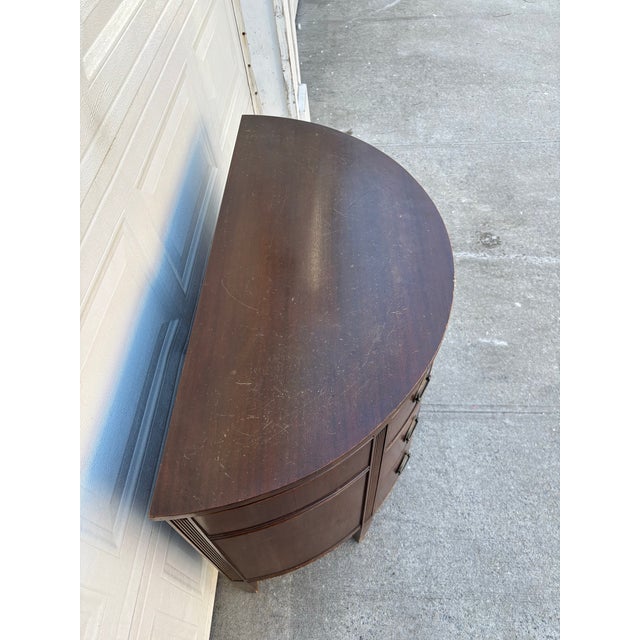 Wood Vintage Mahogany Demilune Dresser| Federal Revival Bow Front Chest | Traditional Colonial Style Bedroom Storage Accent Furniture | Dark Wood For Sale - Image 7 of 12