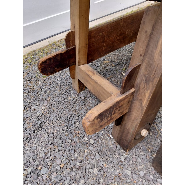 Brown Antique Carpenters Workbench Kitchen Island For Sale - Image 8 of 13