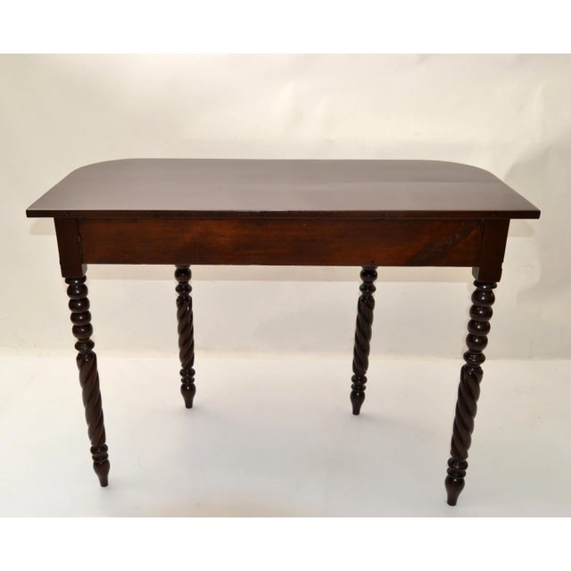 19th Century Brown Finish Console or Hallway Table Vanity Turned Tapered Legs For Sale - Image 10 of 13