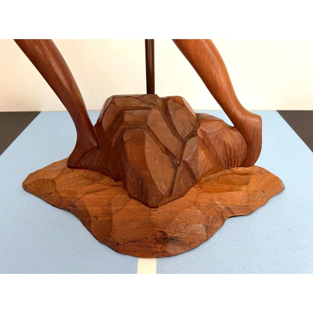 Mid Century Figural Teak Lamp For Sale - Image 14 of 18