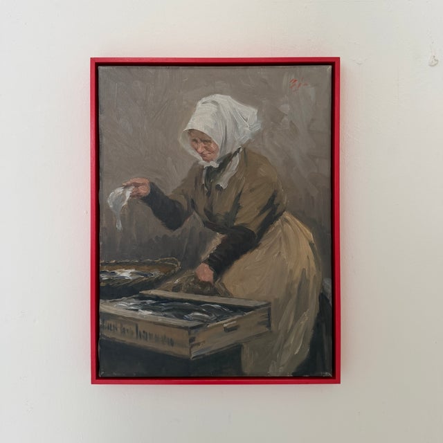 Søren Christian Bjule, Fish Market Copenhagen, 1950, Oil Painting on Canvas, Framed For Sale - Image 13 of 13