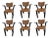 Set of 6 Mid-Century “Thonet” Ebony Wood Arm Chairs in Brown Upholstery For Sale