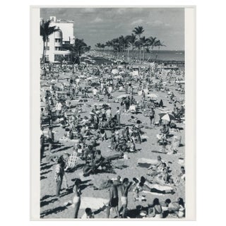 Crowded Beach, Florida, USA, 1960s, Black & White Photograph For Sale