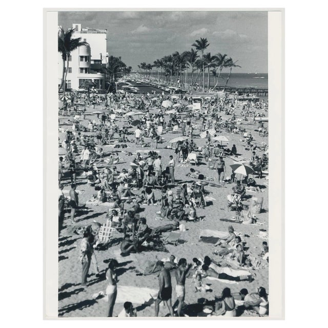 Crowded Beach, Florida, USA, 1960s, Black & White Photograph For Sale