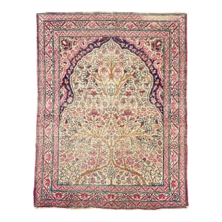 1920s Antique Tree of Life Kerman Lavar Rug Mat 2 x 2.6 For Sale