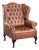 Classic English Cowhide Button-Seat Chesterfield Wing Armchair For Sale