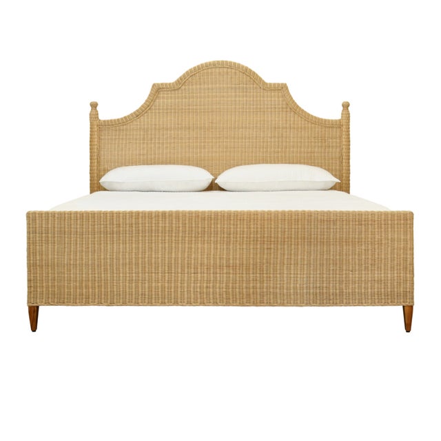 Matthew Izzo Home Chamberlain Rattan King Bed Frame With Arched Headboard, Side Rails and Footboard For Sale - Image 9 of 9