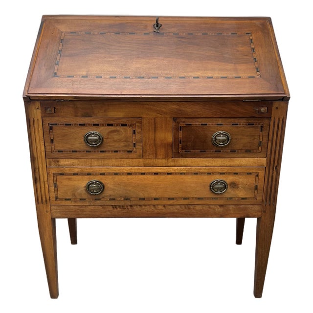French 19th Century Louis XVI Solid Walnut Secretaire For Sale