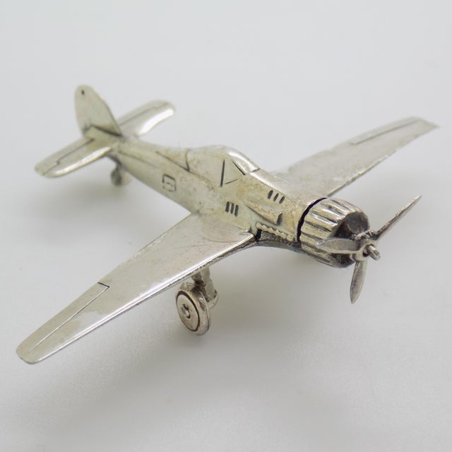 Vintage Italian Handmade Genuine Silver Airplane Figurine, 1980s For Sale - Image 13 of 13
