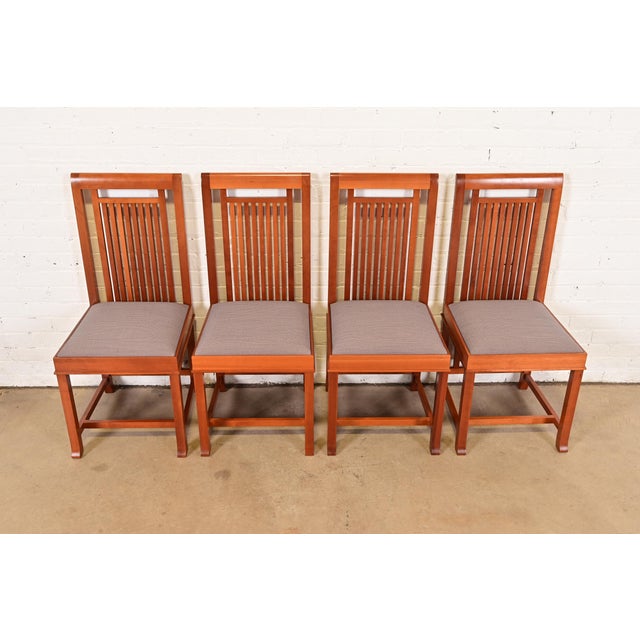 An exceptional set of four Arts & Crafts "Coonley 2" side chairs or dining chairs By Frank Lloyd Wright for Cassina...
