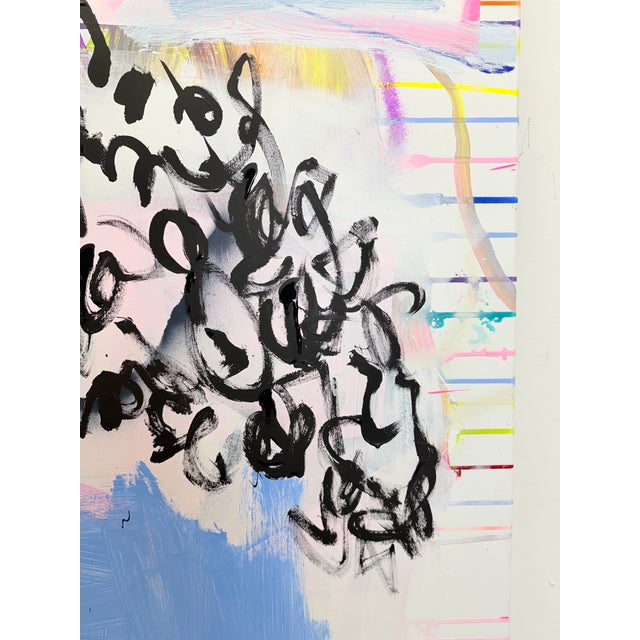 Contemporary Abstract Acrylic, Spray Paint, Ink on Canvas "No Down" by Manuela Karin Knaut For Sale - Image 6 of 8