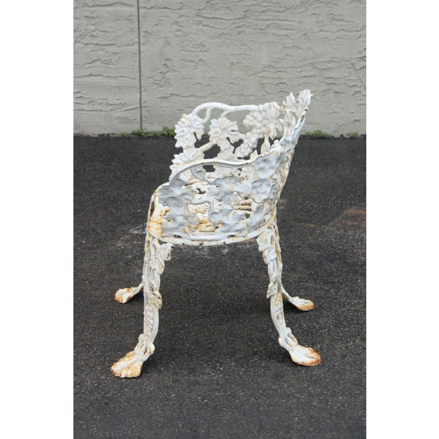 Mid 20th Century Victorian Style Pair Cast Iron Grapevine Leaves Garden Chairs For Sale - Image 10 of 12