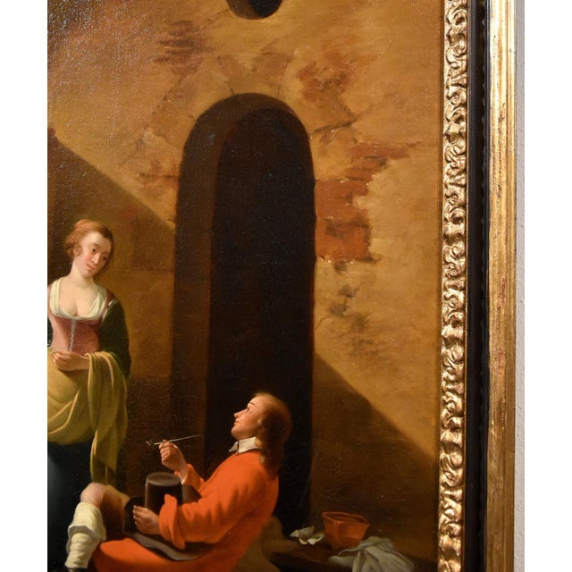 Follower of Jan Vermeer d'Utrecht, Genre Scene, 1750, Oil on Canvas, Framed For Sale - Image 9 of 12