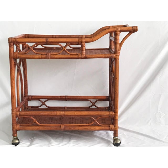 Vintage Rattan Bamboo Serving Bar Cart Circa 1970 Chairish