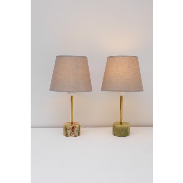 Mid-Century Modern Italian Onyx and Brass Table Lamps, Set of 2 For Sale - Image 9 of 13