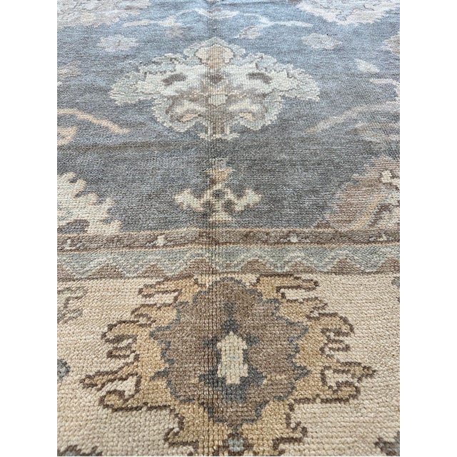 Vintage Oushak Carpet, Oriental Rug, Handmade Grey, Ivory, Saffron For Sale - Image 11 of 18
