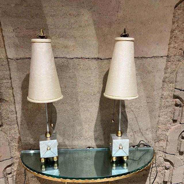 Pair French Table Lamps in Style of Maison Le Dauphin, Brass Hollywood Regency For Sale - Image 14 of 15