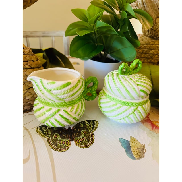 Palm Beach Style Cream and Sugar Set With Bow Details For Sale In Charleston - Image 6 of 8