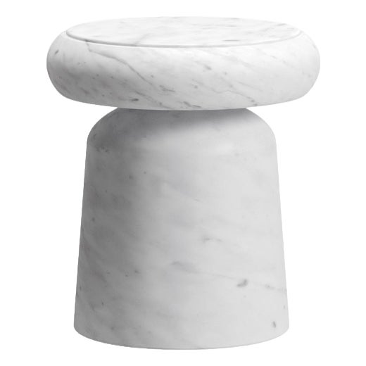 Nissa Bianco Gioia Marble Stool and Side Table by Ivan Colominas For Sale