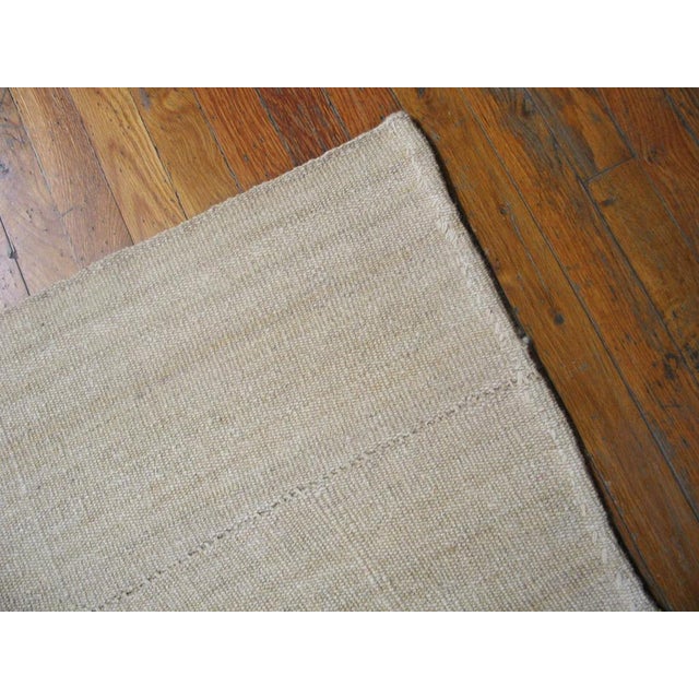 Mid 20th Century 1940s White Cream Solid Plaid Kilim Antique Nw Persian Flat Weave 9'0" X 10'0" Wool Carpet For Sale - Image 5 of 5