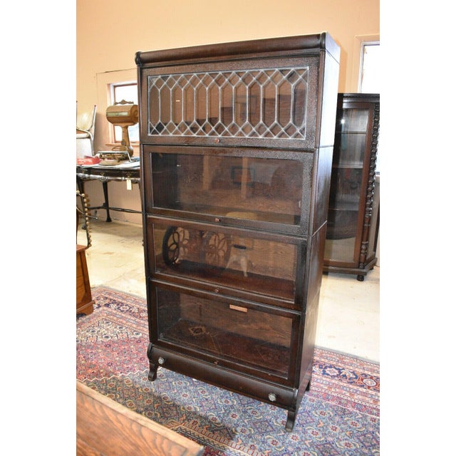Antique Lundstrom Barrister Bookcase With Leaded Glass, 4 Stack Chairish