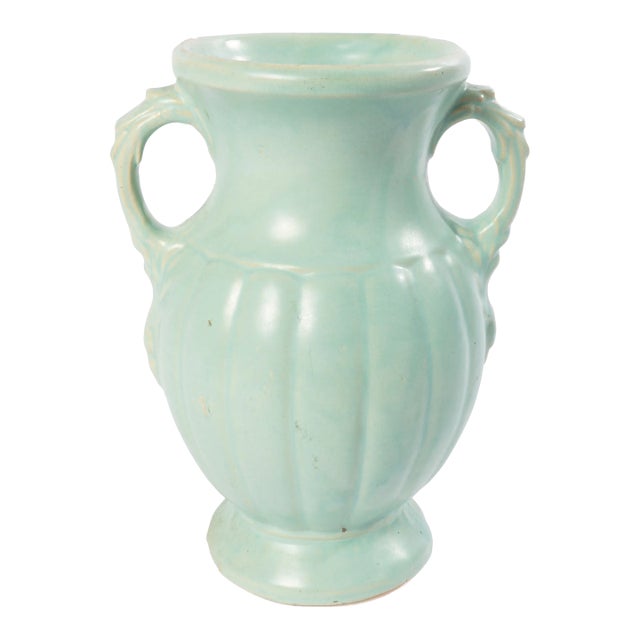 1940s McCoy Matte Aqua Green Vase For Sale