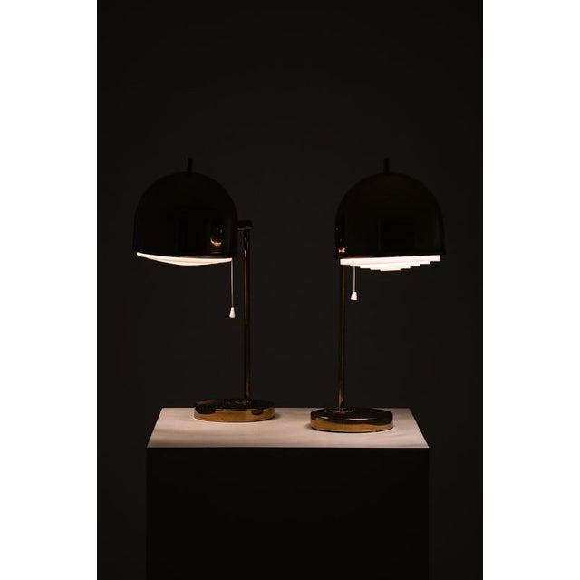 Gold Table Lamps in Brass and Plastic by Eje Ahlgren, 1950s, Set of 2 For Sale - Image 8 of 9