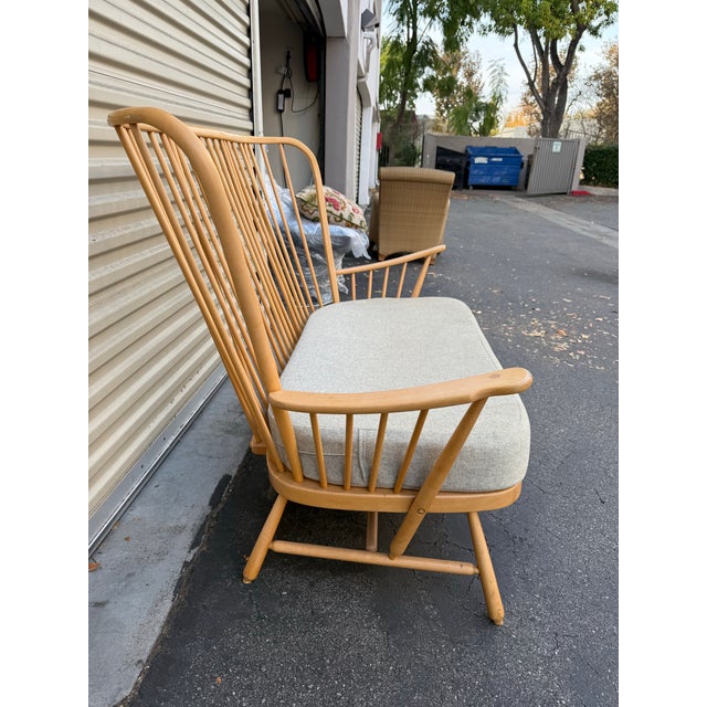 Mid-Century Modern Mid Century Modern English Ercol Rare Evergreen High Back Settee For Sale - Image 3 of 7