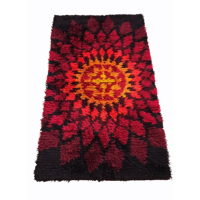 Mid-Century Modern Mid-Century Handmade Rya Rug in Wool, Denmark, 1970s For Sale - Image 3 of 6