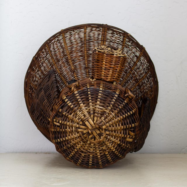 1930s Folk Art Rattan Dog Basket Lid or Hanging Pendant Lampshade For Sale - Image 14 of 15