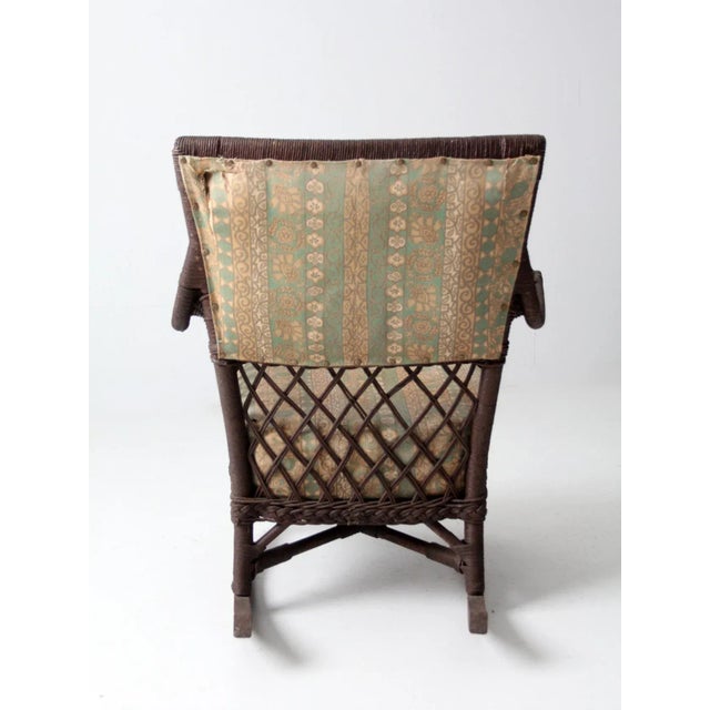 Wood Antique Wicker Rocking Chair With Cushion For Sale - Image 7 of 13
