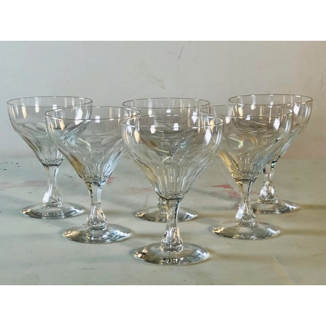 Transparent 1950s Teardrop Stem Glass Coupes, Set of 6 For Sale - Image 8 of 8