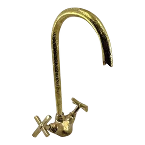 21st Century Moroccan Handmade Faucet Swan Neck Brass Copper Engraved Farmhouse Sink Faucet