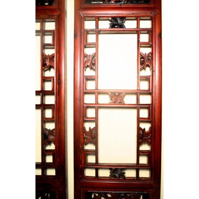 Asian Antique Chinese Screen Panels, Cunninghamia wood; Circa 1800-1849 - A Pair For Sale - Image 3 of 6