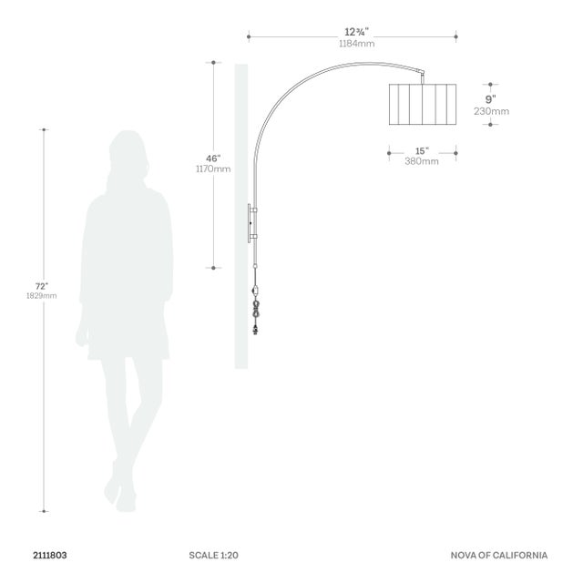 Metal Mid-Century Modern Scalloped Wall Arc Lamp - Weathered Brass, White Linen, Diffuser For Sale - Image 7 of 7