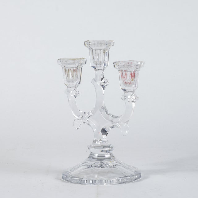 20th Century Transparent Crystal Candleholder with Three Flames by Marked Beyer, Germany, 1950s For Sale - Image 3 of 9